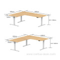 Modern Lifting Dual Motor Office Desk Three Legs Height Adjustable Desk Frame Electric L Shaped Sit Standing Desk